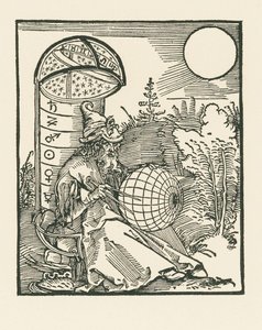 Astrónomo sentado segurando um globo de Albrecht Dürer or Duerer