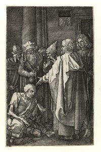 São Pedro e São João curam os aleijados no portão do templo. de Albrecht Dürer