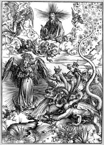 A Mulher Apocalíptica ou A Mulher Vestida com o Sol e o Dragão de Sete Cabeças, do Apocalipse ou da Revelação de São João de Albrecht Dürer