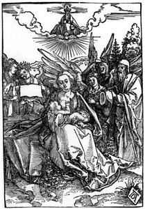 A Sagrada Família com Cinco Anjos, c.1504 (xilogravura) de Albrecht Dürer