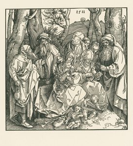 O santo parentesco com os anjos tocadores de alaúde de Albrecht Dürer or Duerer