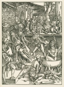 O Martírio de São João Evangelista, c.1496-97 (xilogravura) de Albrecht Dürer or Duerer