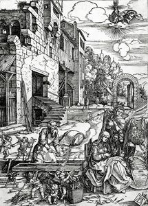 O resto da fuga para o Egito, da série &39;Vida da Virgem&39; de Albrecht Dürer