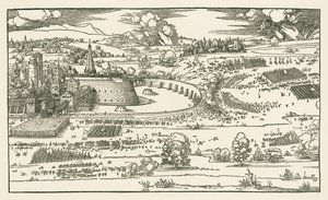 O cerco de uma fortaleza. Bloco da esquerda de Albrecht Dürer or Duerer