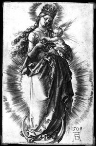 A Virgem e o Menino em uma Lua Crescente com uma Coroa Estrelada de Albrecht Dürer