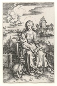 A Virgem com o macaco, c.1498 (Gravação Burin) de Albrecht Dürer