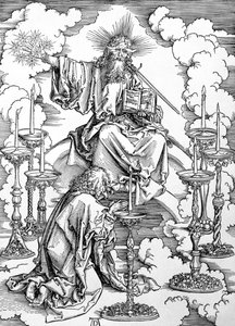 The Vision of the Seven Candlesticks from the &39;Apocalypse&39; or &39;The Revelations of St. John the Divine&39;, pub. 1498 (xilogravura) de Albrecht Dürer