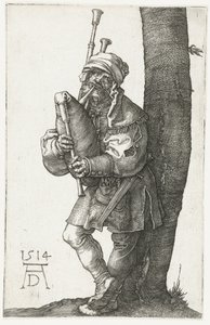 O tocador de gaita de foles de Albrecht Dürer or Duerer