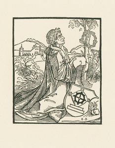 O poeta Sebastian Brant ajoelhado de Albrecht Dürer or Duerer