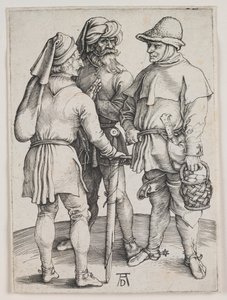 Três camponeses em conversa, c.1497 (gravura) de Albrecht Dürer or Duerer
