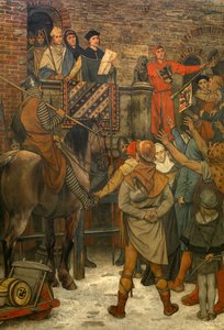 Decoração na Câmara Municipal de Bruges, c.1895-1900 (mural) de Albrecht de Vriendt