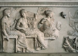 Poseidon, Apollo, Artemis e Afrodite representadas no friso leste do Parthenon de Alcamenes (attr. to)