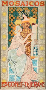 Anúncio da marca de azulejos "Escofet,Tejera y Cia" - Litografia de Alexandre de Riquer i Ynglada (1856-1920)