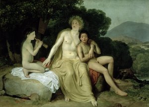Apolo com Hyacinthus e Cyparissus cantando e tocando, 1831-34 de Aleksander Ivanov