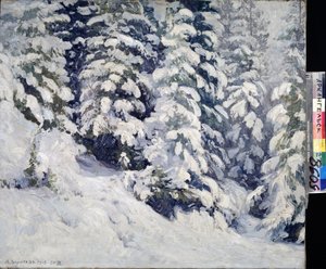 Foret en hiver (Floresta no Inverno). Peinture de Alexander Alexeyevich Borisov (1866-1934). Huile sur toile, 78 x 90 cm de Aleksandr Alekseevich Borisov