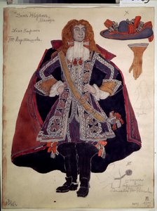 Desenho de figurino para a peça Dom Juan de Moliere (Jean Baptiste Poquelin
