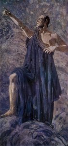 O cantor de ópera russo Feodor Chaliapin no papel principal da ópera Mefistofele (Mephistopheles) de Arrigo Boito de Aleksandr Jakovlevic Golovin