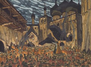 Cenografia da ópera The Maid of Pskov de N. Rimsky-Korsakov de Aleksandr Jakovlevic Golovin
