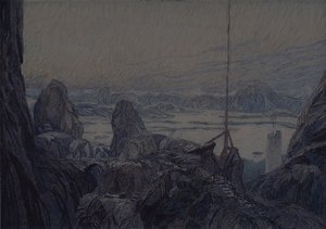 Cenografia da peça de teatro A Dama do Mar, de H. Ibsen, 1905 de Aleksandr Jakovlevic Golovin