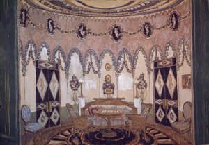 Cenografia da peça de teatro Two Brothers de M. Lermontov, 1915 de Aleksandr Jakovlevic Golovin