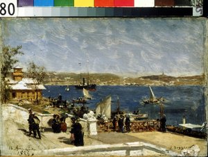 Passeio à beira-mar em Sevastopol (passeio marítimo em Sevastopol). Pintura de Alexander Karlovich Beggrov (1841-1914). Óleo sobre tela