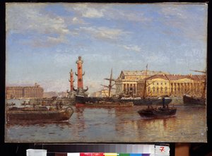 Vue de Saint Petersbourg depuis la Neva. (Vista de São Petersburgo a partir do Neva). Peinture de Alexander Karlovich Beggrov (1841-1914). Huile sur toile, 46 x 65 cm