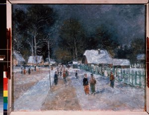 Hiver. Oeuvre de Alexander Vasilyevich Shevchenko (Alexandre Chevtchenko) (1883-1948), huile sur carton