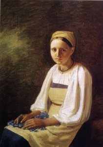 Uma camponesa com flores, década de 1820 de Aleksei Gavrilovich Venetsianov