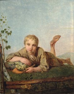 Menino pastor, com, um, cano, 1820s de Aleksei Gavrilovich Venetsianov