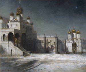 Praça da catedral no Kremlin de Moscou à noite, 1878