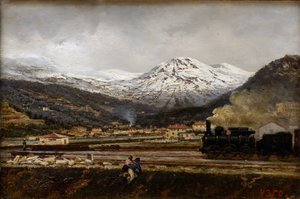 Paisagem da montanha por Alexei Petrovich Bogolyubov (Bogoliubov ou Bogolioubov) (1824-1896) de Aleksei Petrovich Bogolyubov
