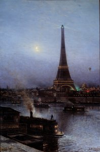 Vista da Torre Eiffel à noite em 1889 Quadro de Alexei Petrovich Bogoliouboff