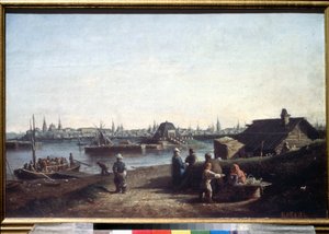""Vista da cidade de Kazan no Volga na Rússia"" Pintura de Alexei Petrovich Bogolyubov (Bogoliubov ou Bogoliubov) (1824-1896) 1861 Museu Estatal Russo, São Petersburgo