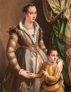 Retrato de uma mulher nobre com o seu filho de Alessandro Allori