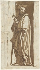 Santo em pé num nicho (João Baptista?) de Alessandro Casolani (possibly)
