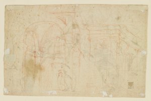 Estudos de Anjos e Cupidos (Recto); Estudos Arquitectónicos (verso) de Alessandro Casolani
