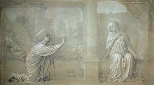 A Anunciação, cartum preparatório para o afresco de Cappella Raffo no cemitério da Misericórdia, Siena