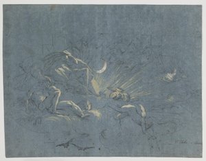 Selene e Endymion, projeto para pintura de teto de Alessandro Gherardini