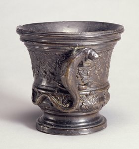 Argamassa com alça em forma de lagarto, c.1500 (bronze)