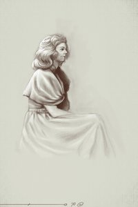Uma jovem mulher a viver sob o primeiro Império, no início do século XIX. Ilustração de Alessandro Lonati. 2010 de Alessandro Lonati
