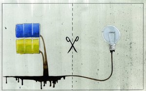 Representação alegórica da energia limpa e dos combustíveis fósseis Ilustração de Alessandro Lonati de Alessandro Lonati