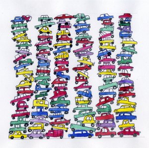 Ecologia, consulerismo e economia, impacto ambiental da obsolescência planeada dos automóveis Ilustração de Alessandro Lonati de Alessandro Lonati
