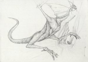 Criatura Fantástica: Um Esboço de Lápis de Dragão de Alessandro Lonati de Alessandro Lonati