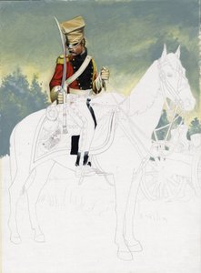 Primeiro Império (1804-1814 e 1815): soldado da cavalaria ligeira do grande exército napoleónico francês. Desenho inacabado de Alessandro Lonati. de Alessandro Lonati