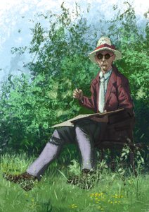 Pintura de Hermann Hesse no jardim de Alessandro Lonati