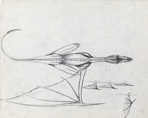 Animal lendário para ilustração de fantasia: estudo para um desenho de dragão por Alessandro Lonati de Alessandro Lonati