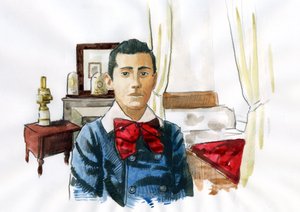 Marcel Proust jovem no quarto da sua tia Elisabeth (tinta sobre papel) de Alessandro Lonati