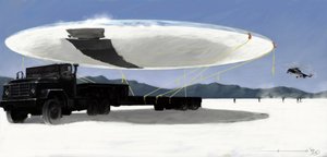 Fenómenos misteriosos: captura de um disco voador (UFO ou ufo) pelos serviços secretos americanos no deserto do Nevada, nos Estados Unidos. Desenho de Alessandro Lonati de Alessandro Lonati