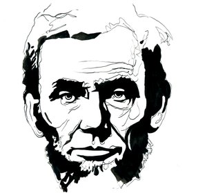 Retrato de Abraham Lincoln (1809-1865) Presidente dos Estados Unidos da América (Retrato do presidente americano Abraham Lincoln) de Alessandro Lonati