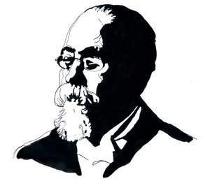 Retrato de Cesare Lombroso (1835-1909) fundador da Escola Italiana de Criminologia (Retrato de Cesare Lombroso criminologista e médico italiano, fundador da Escola Italiana de Criminologia Positivista) de Alessandro Lonati